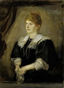 Portrat Einer Jungen Frau Im Schwarzen Kleid (schwester Von Frau Pringsheim) (study) by Lenbach Franz Von