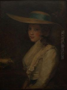 Junge Dame Mit Hut by Lenbach Franz Von