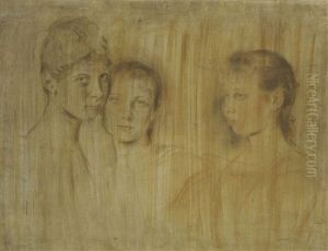 Drei Tochter Kaiser Wilhelms Ii (study) by Lenbach Franz Von