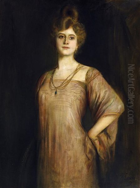 Portrat Einer Jungen Dame In Eleganter Robe - view 1
