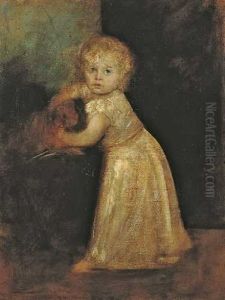 Marion, Die Tochter Des Kunstlers, Mit Ihrem Hundchen by Lenbach Franz Von