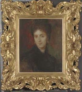 Portrait Of A Lady, Shoulder Length, In A Black Dress by Lenbach Franz Von