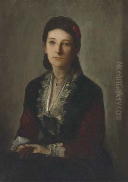 Portrait Of Gertrud Grafin V. Werthern, Nee Von Bulow, In A Black Dress - view 1