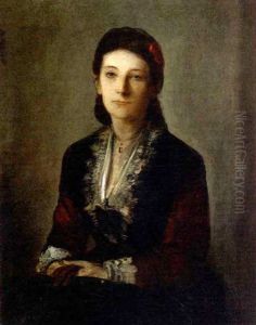 A Portrait Of Gertrud Grafin V. Werthern Nee Von Bulow In A Black Dress by Lenbach Franz Von