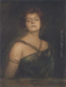 Damenportrat by Lenbach Franz Von