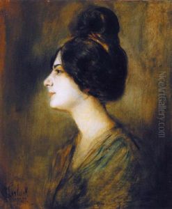 Portrait Einer Jungen Dame by Lenbach Franz Von