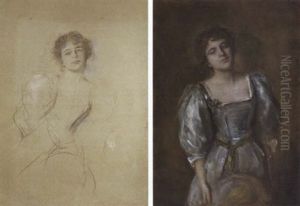 Portrat: Maxime Elliot, Schauspielerin by Lenbach Franz Von