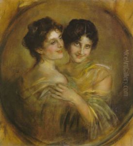 Zwei Schwestern Einander Zugewandt by Lenbach Franz Von