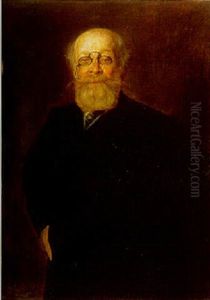 Portrait Of A Bearded Gentleman Wearing A Pince-nez by Lenbach Franz Von