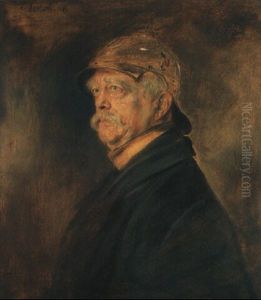 Otto Furst Von Bismarck In Uniform Und Mit Helm by Lenbach Franz Von