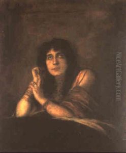 Sarah Bernhardt.als Lady Macbeth by Lenbach Franz Von