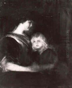 Lolo Von Lenbach Mit Ihrer Tochter Marion by Lenbach Franz Von