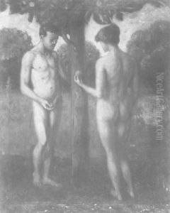 Adam Und Eva by Lenbach Franz Von