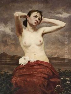 Halbakt Einer Jungen Frau by Albert Lenck