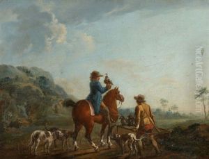 La Chasse Au Faucon Et Halte De Chasse A La Fontaine (pair) by Pierre Lenfant