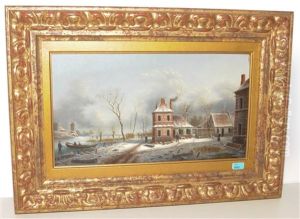 Winterliche Flusslandschaft Mit Dorf by Albert-Alexandre Lenoir