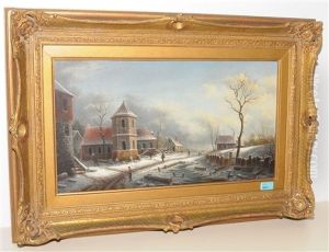 Winterliche Dorfszene by Albert-Alexandre Lenoir