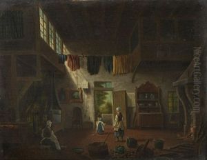 Family Scene In A Kitchen Interior