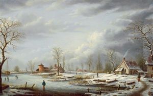 Eine Winterlandschaft Mit Reisenden by Albert-Alexandre Lenoir
