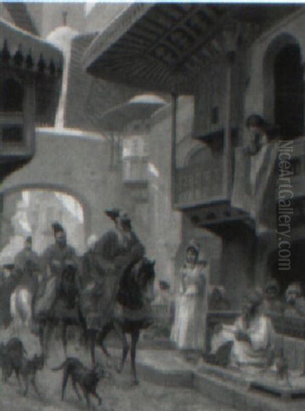 An Arab Procession Through A Village Street - view 1