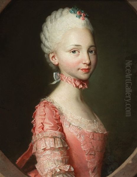 Portrait Of An Elegant Young Lady In A Pink Dress - view 1