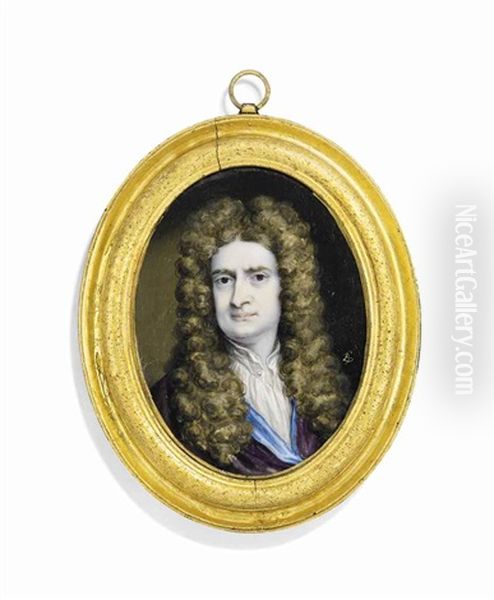 Sir Isaac Newton (1642-1727), In Blue-lined Purple Day Robe, Full-bottomed Curling Wig - view 1