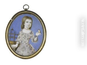 Roger Whitmore (1719-1740), Aged 3, His Right Hand Resting Upon A Table With Gold Bird Cage, A Finch Perched On His Left Hand, Wearing Mauve Dress Embroidered With Floral Motifs by Bernard Lens III