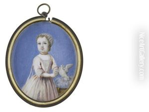Charles Whitmore (1718-1770), Aged 1, Holding A Dove Upon A Blue Cushion With Gold Tassels, Wearing Pink Dress, Coral Beaded Necklace And White Cap by Bernard Lens III