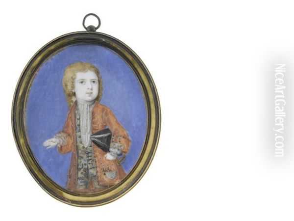William Whitmore (1714-1771), Aged 4, Wearing Embroidered Umber Coat And Grey Waistcoat, White Chemise, Stock And Lace Cravat, The Hilt Of His Dagger At His Left - view 1