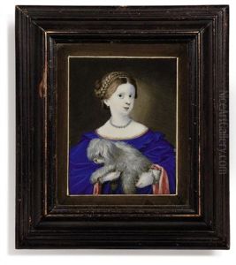 A Young Lady In Red-lined Blue Dress (after Antonio Allegri) by Bernard Lens III