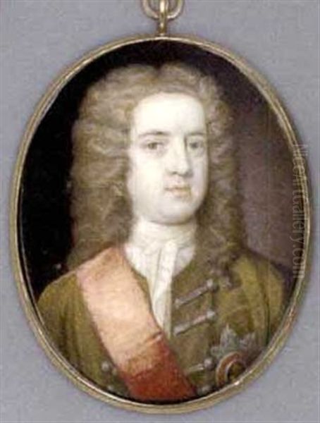 A Knight Of The Order Of Bath, In Moss-green Coat With Silver Button Loops, White Cravat, Wearing The Breast Star And Red Sash Of The Order Of Bath, Full-bottomed Powdered Curling Wig - view 1