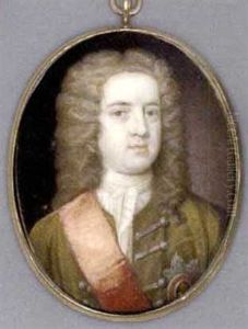 A Knight Of The Order Of Bath, In Moss-green Coat With Silver Button Loops, White Cravat, Wearing The Breast Star And Red Sash Of The Order Of Bath, Full-bottomed Powdered Curling Wig