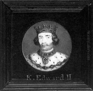 King Henry Ii, Full Face In White Tunic And Brown Cloak, Jewelled Crown Holding Sceptre by Bernard Lens III