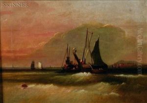 Luggers Exchanging Cargo At Boston Outer Harbor