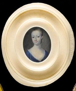 A Lady, Called Madeleine Chemin, Wearing Blue Dress With Lace Underslip, Her Hair Upswept by Peter Paul Lens