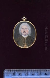 A Gentleman, Wearing Embroidered Brown Coat, Gold Figured White Waistcoat, White Stock And Powdered Wig