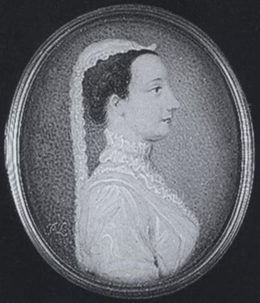 A Lady Wearing White Dress, Lace Ruff And Cap With Falling Lace - view 1