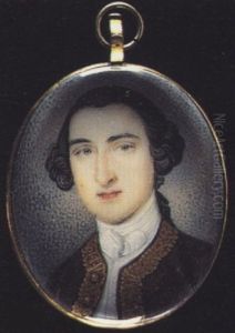A Nobleman Wearing Brown Coat With Gold Embroidered Edging, White Waistcoat And Stock, His Hair En Queue And Tied With A Black Ribbon