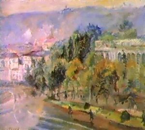 View Of Town In Mountains