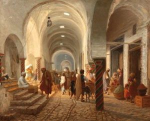 Rue Animee De La Medina A Tunis by Carl Libert August Lentz