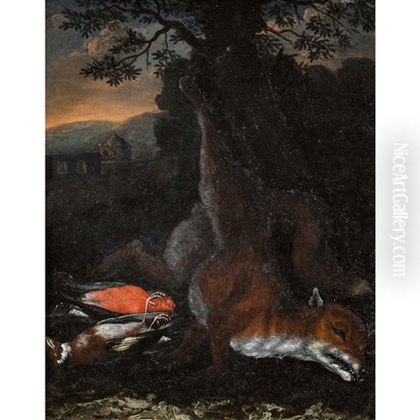 Jagdstillleben Mit Fuchs, Stieglitz Und Dompfaff - view 1