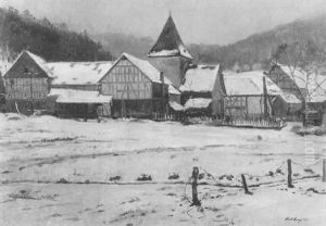 Blick Auf Das Winterliche Erdhausen by Karl Lenz