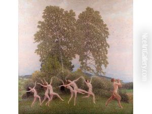 Der Reigen - Tanzende Madchen Mit Einem Flote Blasenden Faun by Maximilian, Max Lenz