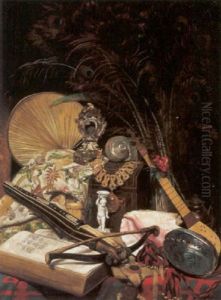 Stilleben Mit Pfauenfedern, Armbrust, Foliant, Figurine by Maximilian, Max Lenz