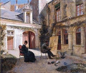 El Patio Del Artista (artist Painting In A Courtyard)