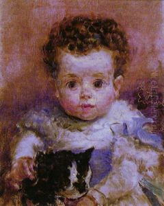Portrait D'enfant Au Chat