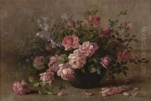 Still Life With Pink Roses And Lilacs