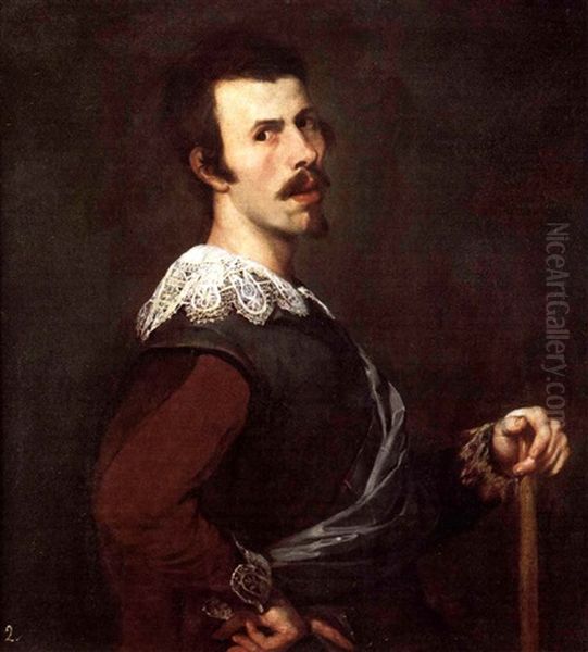 Portrait Of A Man Holding Staff - view 1