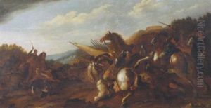 A Cavalry Skirmish by Andrea di Leone