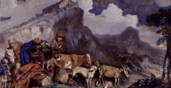 Noah Leading The Animals Out Of The Arc - view 1